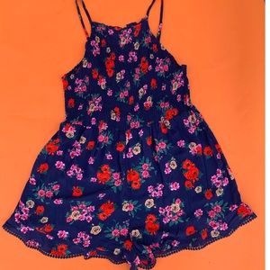 blue floral romper